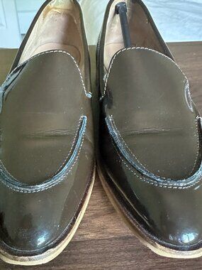 Everlane Italian Brown Patent Leather Modern Loafer Flats Size 9